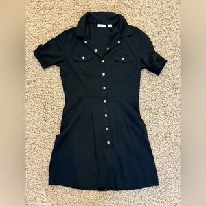 New York & Company Black Mini Dress with Buttons